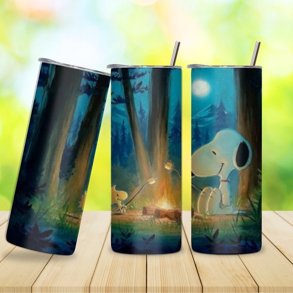 TK Co. Custom Gifts Other - SNOOPY Camping Customizable 20oz insulated  tumbler, lid, metal straw, brush